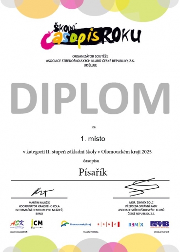 Krajské kolo - 1. místo - Školní časopis roku 2025